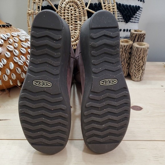 Keen Akita Wedge Slouchy Boots Mid Calf Pull On Mauve Leather Women's 10/40.5 - Picture 7 of 16